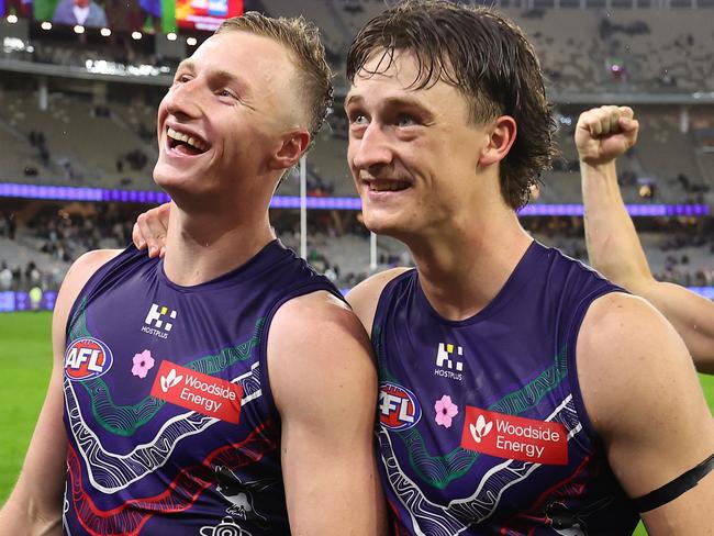 Jye Amiss (R) was strong for the home side. Picture: Paul Kane/Getty Images
