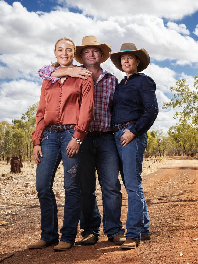 Tick and Kate Everett with their eldest daughter Meg. Picture: Lachie Millard