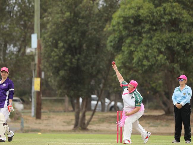 A Narara Wyoming player gets into the spirit of the fundraising day with a pink wig and tutu. Picture: Nick Friend/Facebook