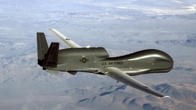 An RQ-4 Global Hawk unmanned surveillance and reconnaissance aircraft. A US spy drone was shot down by Iran in a sign of worsening tensions. Picture: US Air Force/AFP