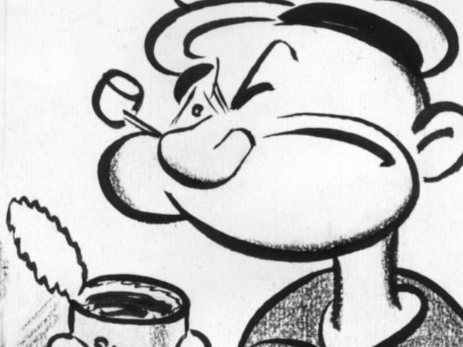 Scene from animated cartoon TV show "Popeye" B/W only.