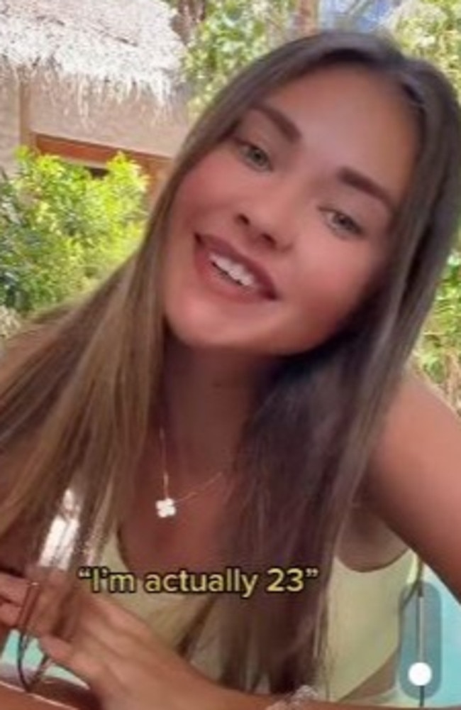 She revealed at the end of the video that she’s actually 23. Picture: TikTok/polly_kostyuk