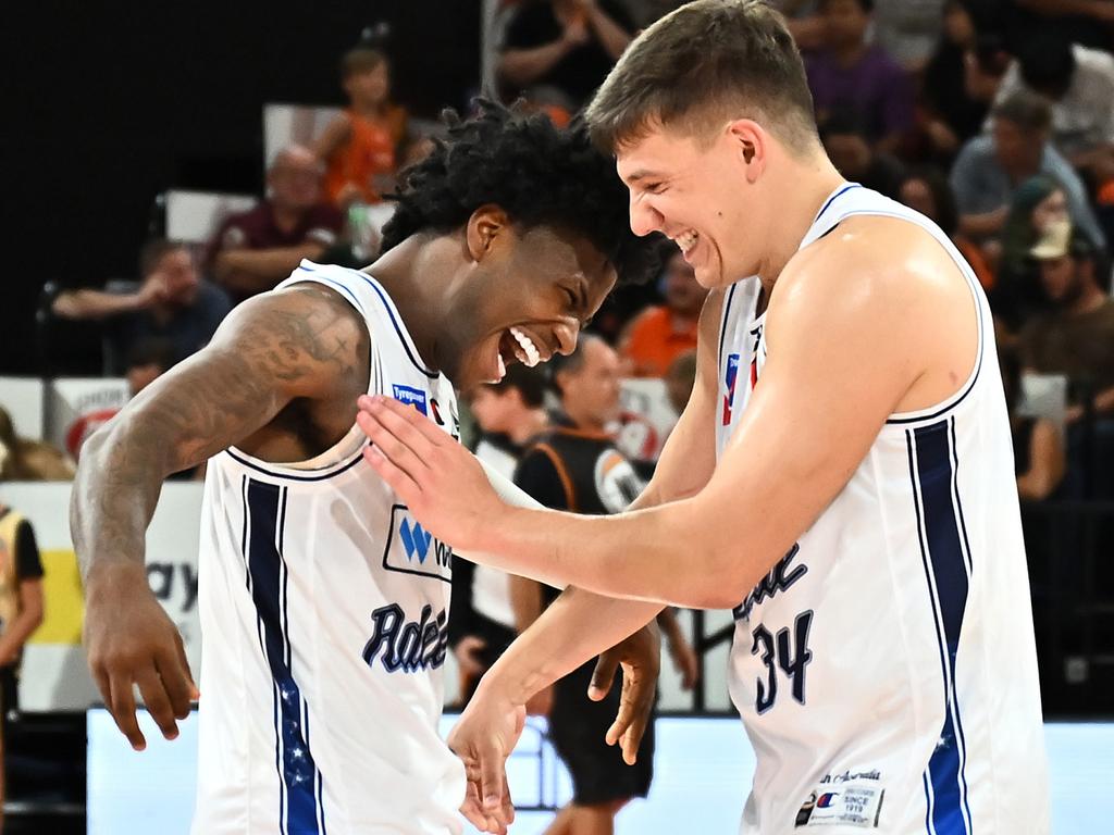 Adelaide stars Kendric Davis and Dejan Vasiljevic have helped the 36ers break a postseason drought dating back to 2018. Picture: Getty Images