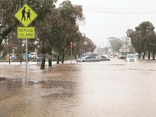 Broken Hill endured flash flooding after 10-20mm of rain fell in a very short period. Pic: Sarah McConnell via Twitter @SarahJMcConnell.