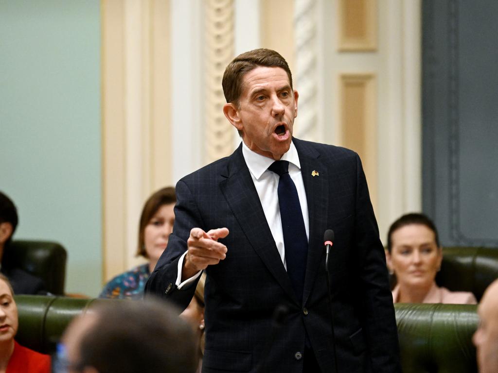 Queensland Deputy Premier Cameron Dick speaking during Question Time at Parliament House in Brisbane. Picture: Dan Peled