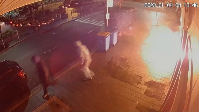 CCTV vision of an alleged December arson attack on a Strathfield business. Picture: NSW Police