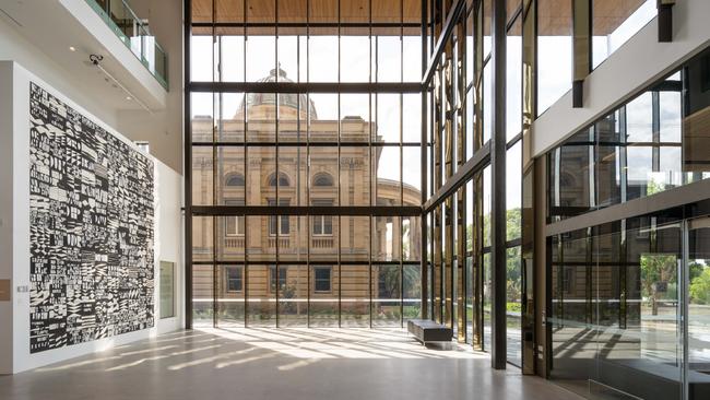 Inside Rockhampton Museum of Art, looking at Customs House. Credit: John Gollings.