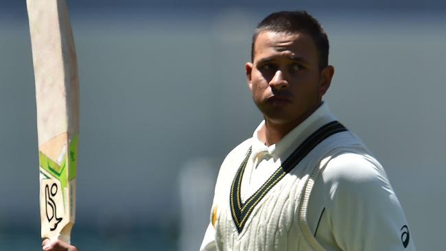 Usman Khawaja walks off Adelaide Oval after hitting 145 against South Africa. Picture: AFP