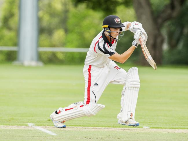 Dylan Kritzinger in the cricket game between St Joseph's College and Toowoomba Grammar, Saturday, February 8, 2020 (AAP Image/Renae Droop)