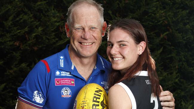 Father and daughter the day before her AFLW debut. Picture: David Geraghty