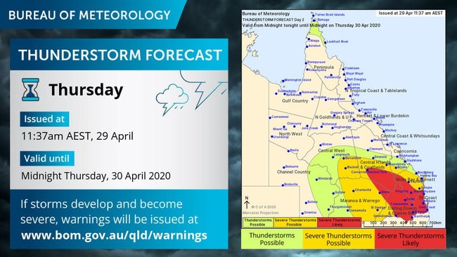 Severe thunderstorms are likely though the afternoon and evening across QLD's southeast.