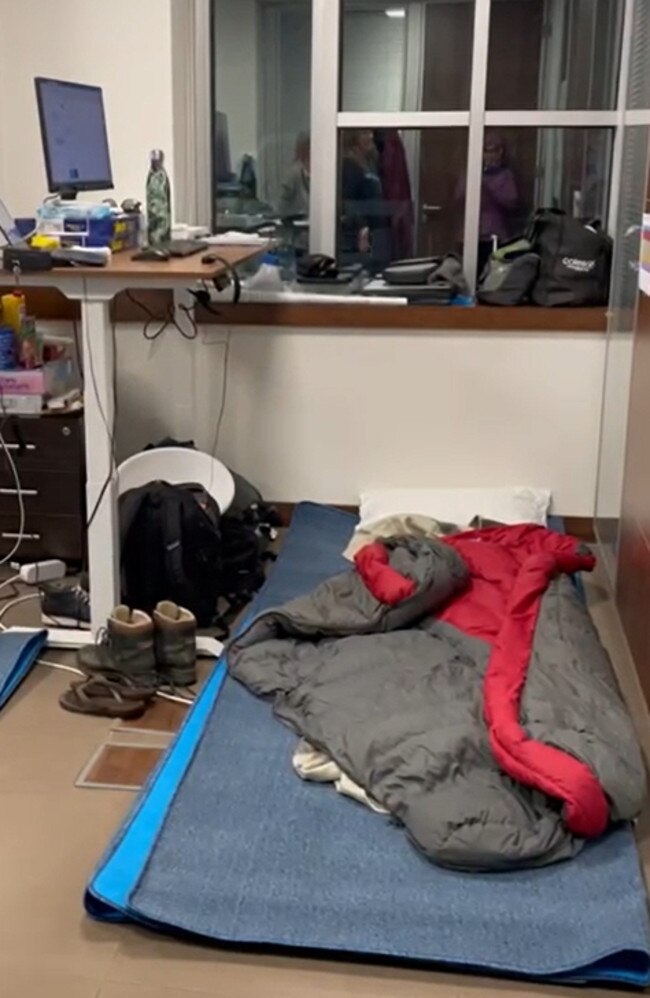 The aid workers are sleeping in the UNICEF office. Picture: Supplied