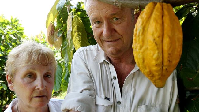 Mission Beach business Charleys Chocolate has won a prestigious Parisian award. Their cocoa was one of 18 selected from around the world to be made into chocolate as part of the Cocoa of Excellence competition. Lyn and Chris Jahnke on their Mission Beach property. PICTURE: STEWART McLEAN