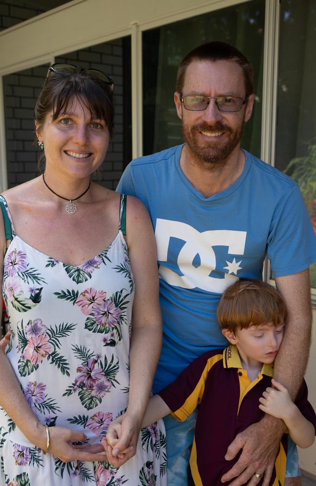 Stevie, Daniel and Bryce Smith at the first day of school at Monkland State School. January 22, 2024. Picture: Christine Schindler