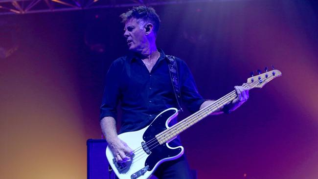 Midnight Oil bassist Bones Hillman performing in Hobart in November 2017. Picture: Patrick Gee