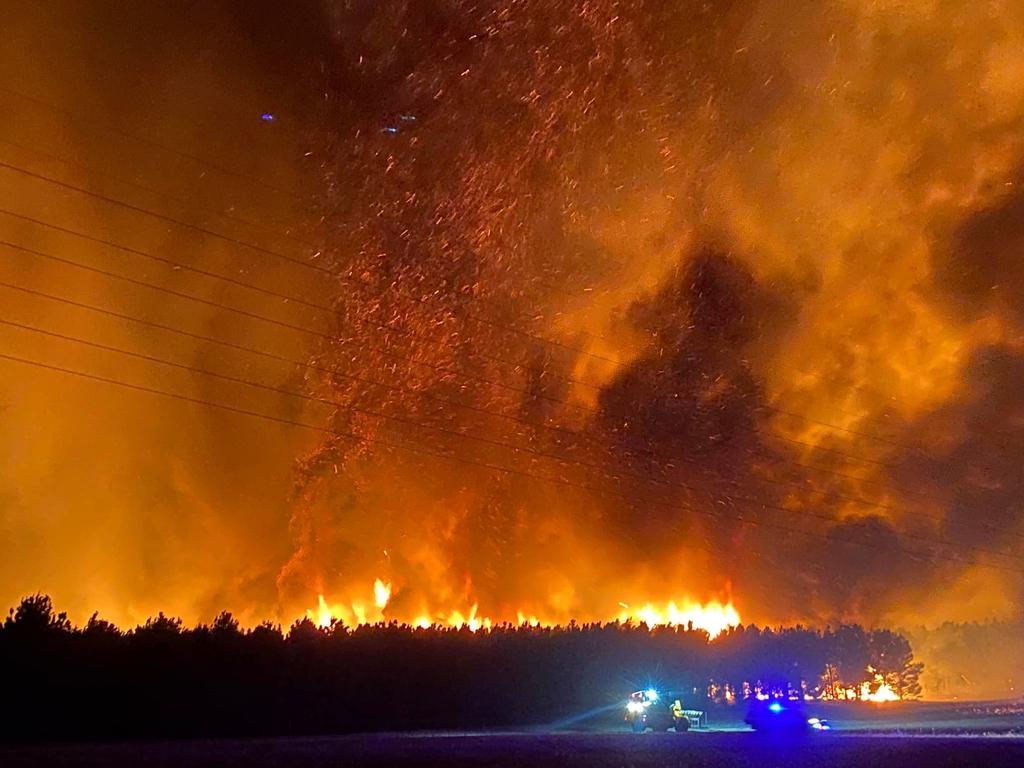 The fire has so far burnt about 9200 hectares of bushland. Picture: Facebook/Nikki Woods