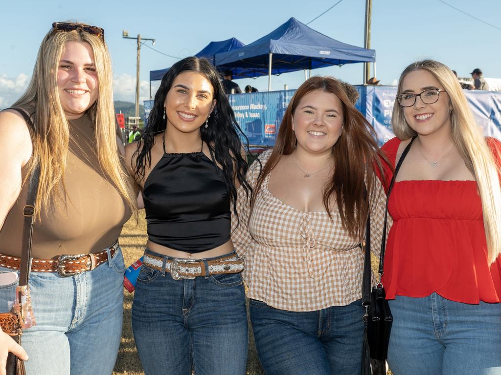 Bronti Whitmore, Samara Mitchell, Zoe McLellan and Chloe Burgess Gargett Rodeo Saturday 3 June 2023 Picture: Michaela Harlow