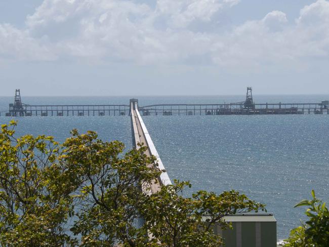 The conveyor system and berths at the Abbot Point coal terminal about 150km south of Townsville