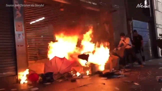 Hong Kong anti-mask law protests turn violent