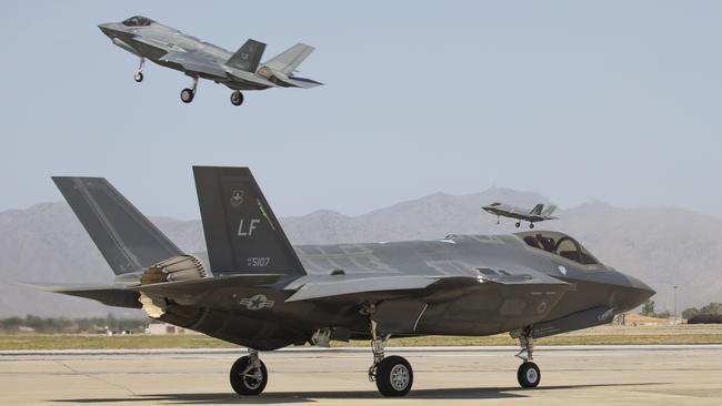 Royal Australian Air Force and US Air Force F-35A aircraft take off at Luke Base in Arizona. Picture: ADF