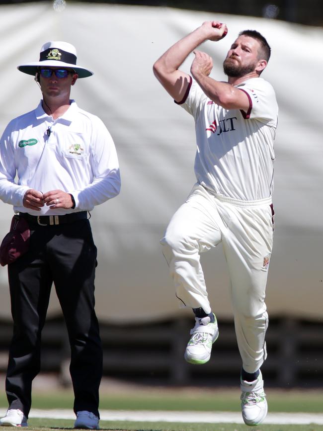 Michael Neser en route to figures of 2-64 against Victoria. Picture: AAP Image/George Salpigtidis