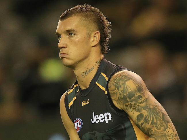 Dustin Martin in action at Etihad Stadium last night: Picture: Wayne Ludbey