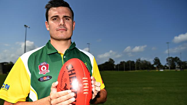 Mitchell Scholard from the Maroochydore Roos is among the top goal scores in the QAFL at the halfway point of the season.