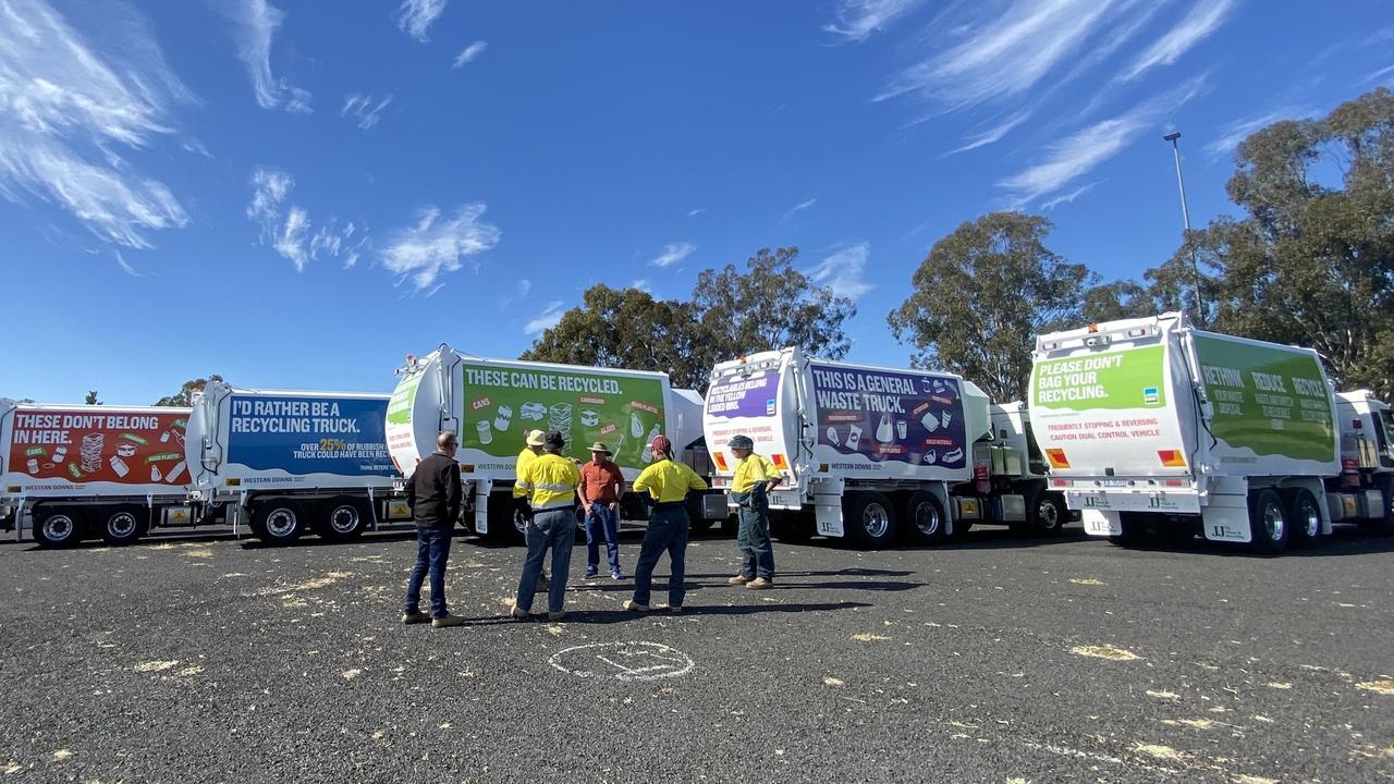 Western Downs Regional Council announce new waste trucks. Picture: WDRC