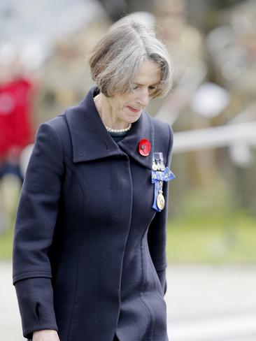 The annual remembrance day ceremony is held at the Cenotaph, Hobart, Tasmania. Tasmanian Governor, Kate Warner. Picture: MATT THOMPSON.