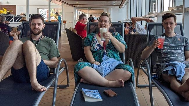 Supplied photo of (L-R) Jason Griffiths, Karla Mathews and Richard Elzer, three Australian victims of the White Island volcano.