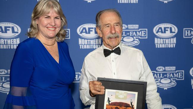 Eva Lawler and Ian Smith at the 2023 AFLNT Hall of Fame. Picture: Pema Tamang Pakhrin