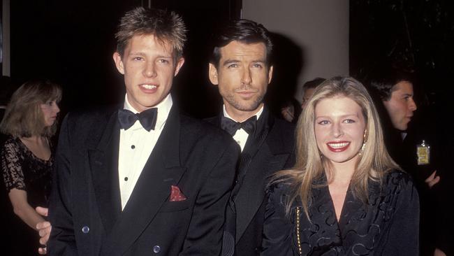 Pierce with son Christopherand daughter Charlotte at the 1992 Golden Globes. Picture: Ron Galella Collection via Getty