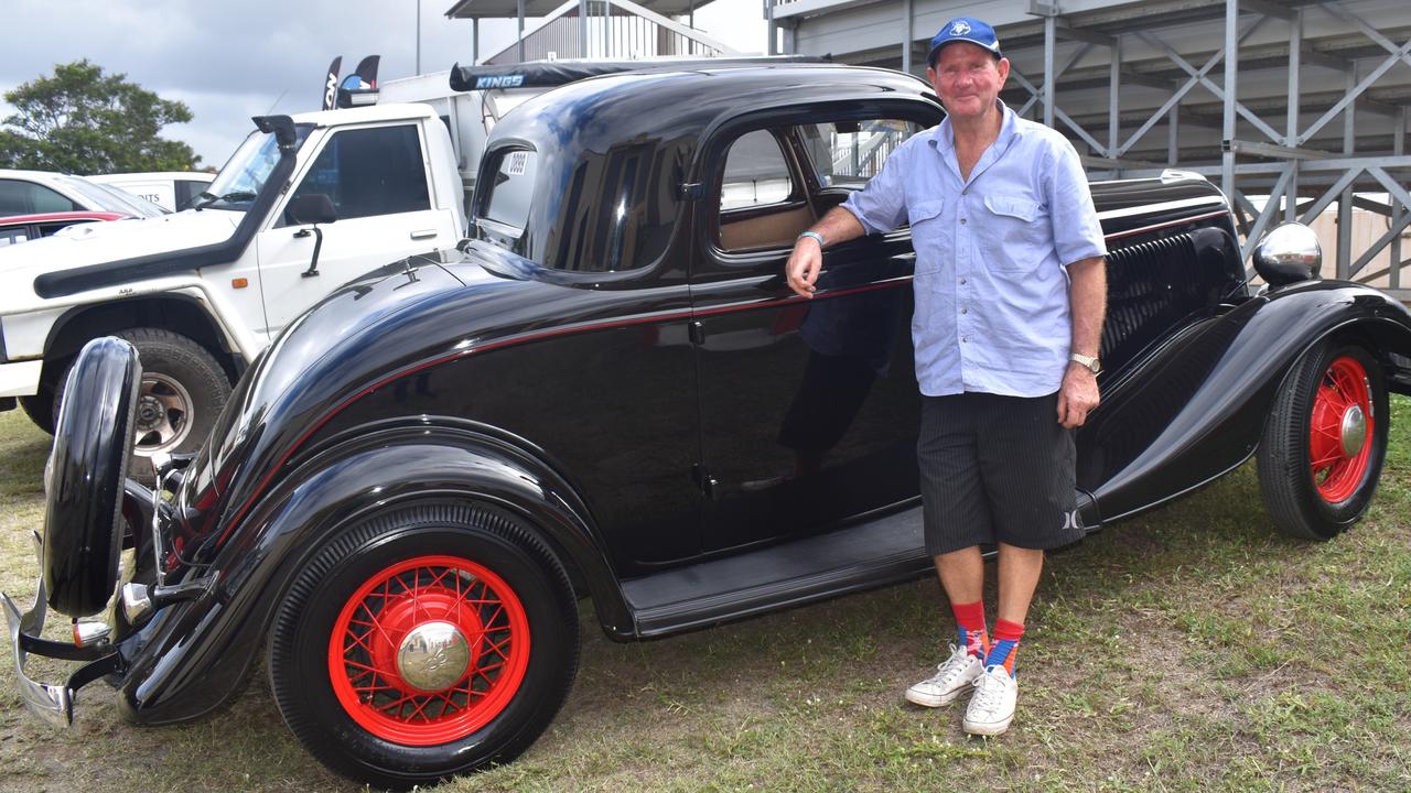 Gladstone's Lawrie Kyte with his 1934 Ford 3-Window Coupe at scrutineering for Rockynats 04 at the Rockhampton Showgrounds on March 28, 2024.