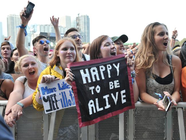 Matt Bellamy of Muse performs on day one at Lollapalooza in Grant Park, Chicago. Picture: Splash