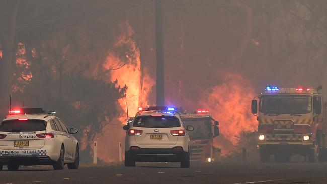 Police and Rural Fire Service on the Old Hume Highway near the town of Tahmoor.