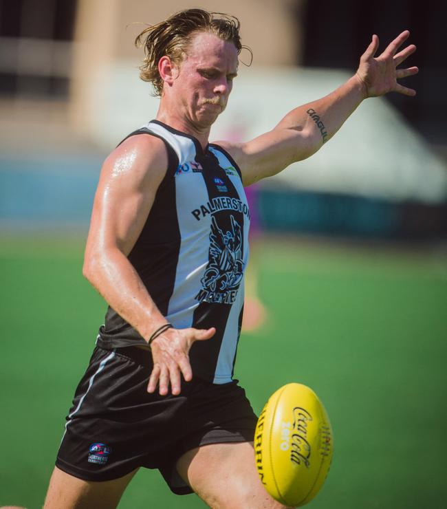 Palmerston's Kyle Emery is known for his booming kick. Picture: Glenn Campbell