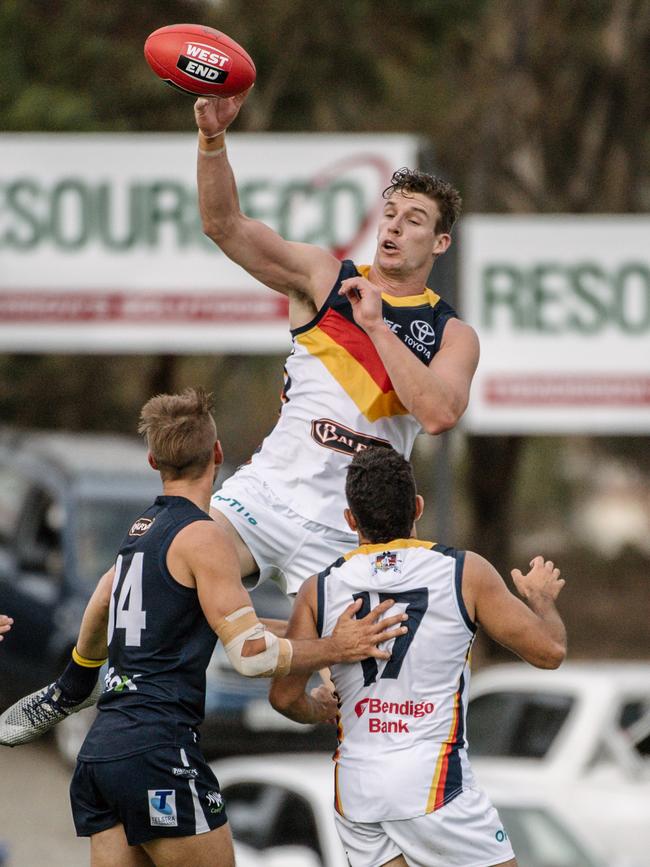 Adelaide player Josh Jenkins in the ruck. Picture: AAP Image/ Morgan Sette