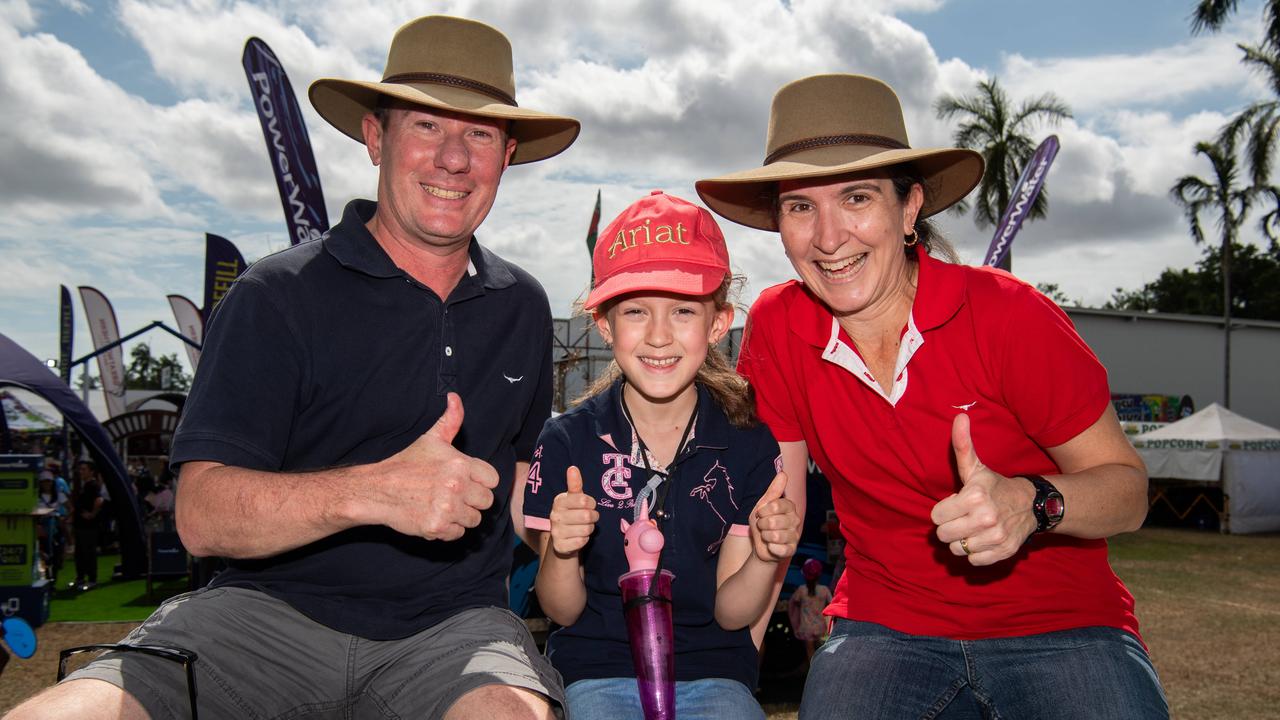 Andrea Smith, Maddison Smith and Chris Smith at the 2024 Royal Darwin Show. Picture: Pema Tamang Pakhrin