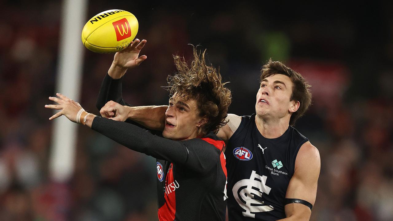 Injury-cursed Blues defender Caleb Marchbank played his first AFL game in more than 1000 days in 2022. Picture: Michael Klein