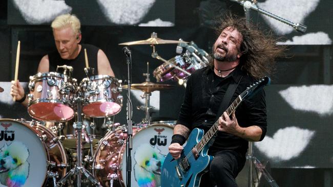 Dave Grohl performs with the Foo Fighters at AAMI Park. PICTURE: David Geraghty