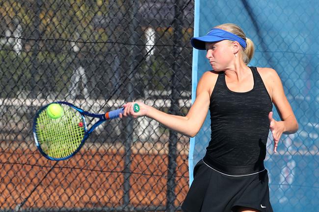 Action from the International Tennis Federation junior tournament at KDV on the Gold Coast. Picture: Tertius Pickard
