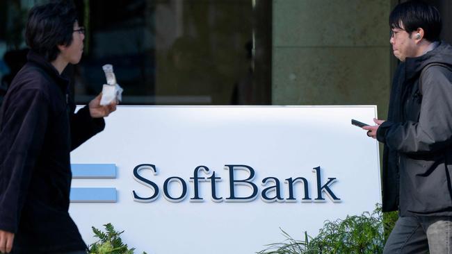 Shares in Japan tech investor SoftBank Group soared more than 8 per cent on the AI infrastructure build. Picture: AFP