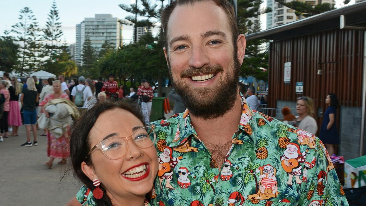 Tamryn Coetzee and Steve Galloni at Carols on the Beach, Surfers Paradise. Pic: Regina King