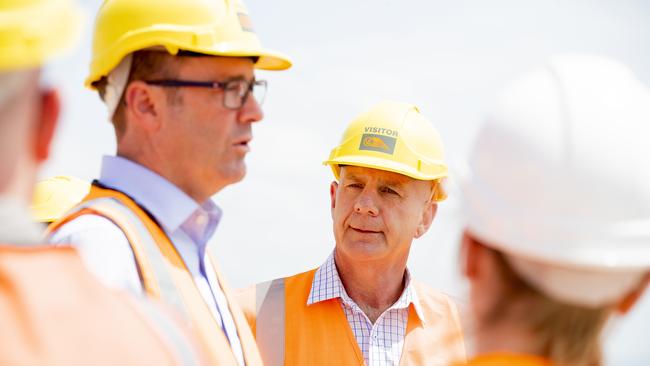 Premier Peter Gutwein and Michael Ferguson at the latest stage of the $92 Million Perth Links Project. Picture: RICHARD JUPE