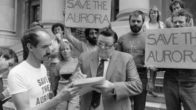 The Save the Aurora Hotel Group protests at Parliament House in 1983.