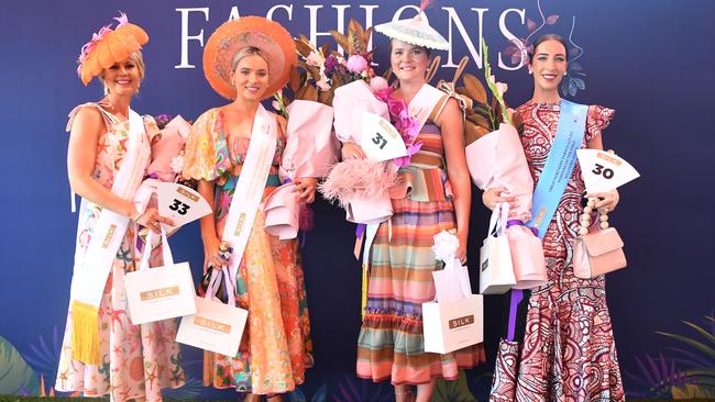 Winners from the grand final of Fashion on the Fields at the 2022 Darwin Cup. Picture: (A)manda Parkinson