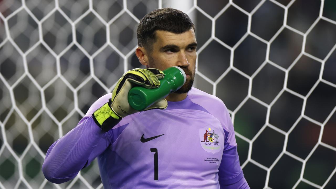 Mat Ryan shows his displeasure during Australia’s draw with Mexico in Arlington, Texas. (Photo by Ron Jenkins/Getty Images)