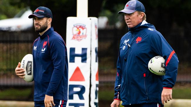 French rugby legend Frederic Michalak and Roosters coach Trent Robinson. Credit: Roosters Digital