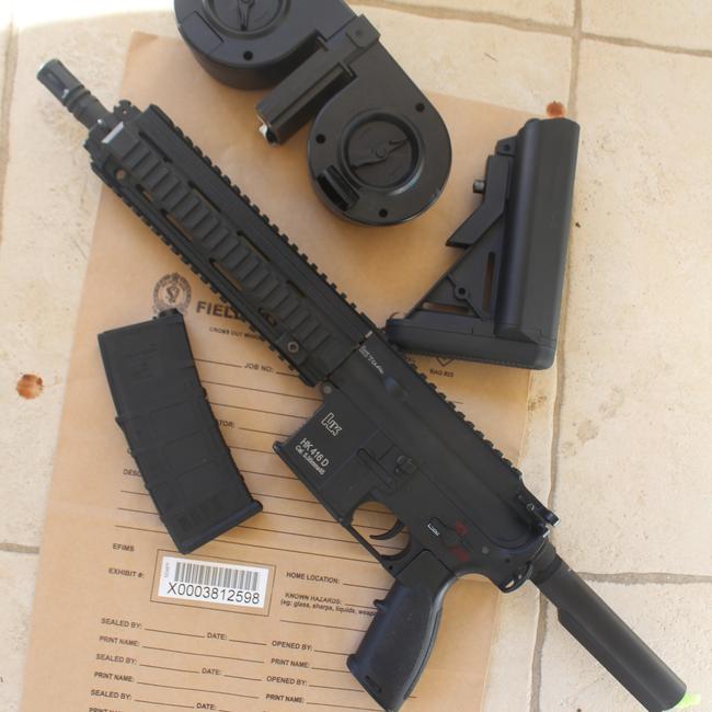 A replica automatic firearm seized by Strike Force Prendergast police officers from an alleged drug dealer on the northern beaches. Picture: NSW Police