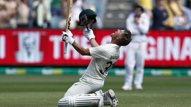 David Warner celebrates his double-century at the MCG (Photo by Darrian Traynor/Getty Images)